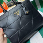 Prada Medium Leather Prada Symbole Bag With Topstitching 1BA378 Black